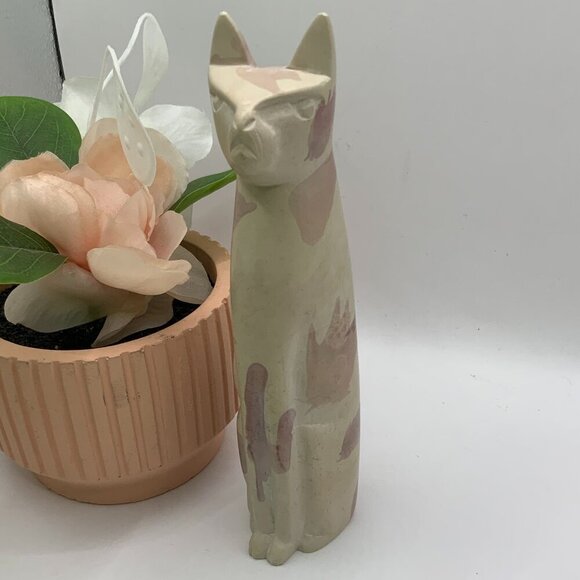 Cat Egyptian Figurine Vintage Hand Carved Soapstone - Picture 1 of 9